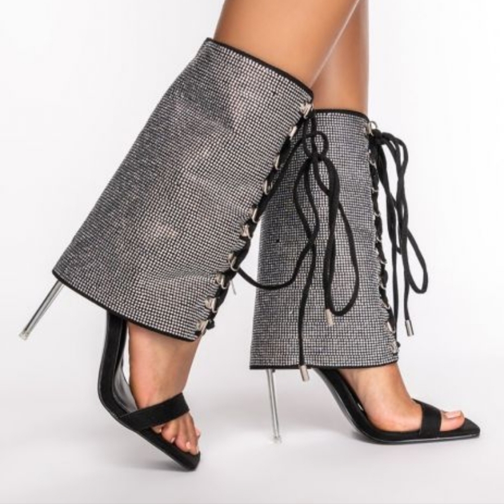 Chic Black and Silver Women's Heels